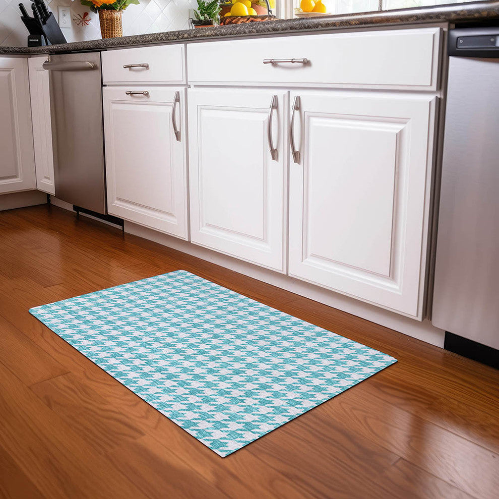 Indoor/Outdoor Hinton HN1 Aqua Machine Washable 1'8" x 2'6" Rug