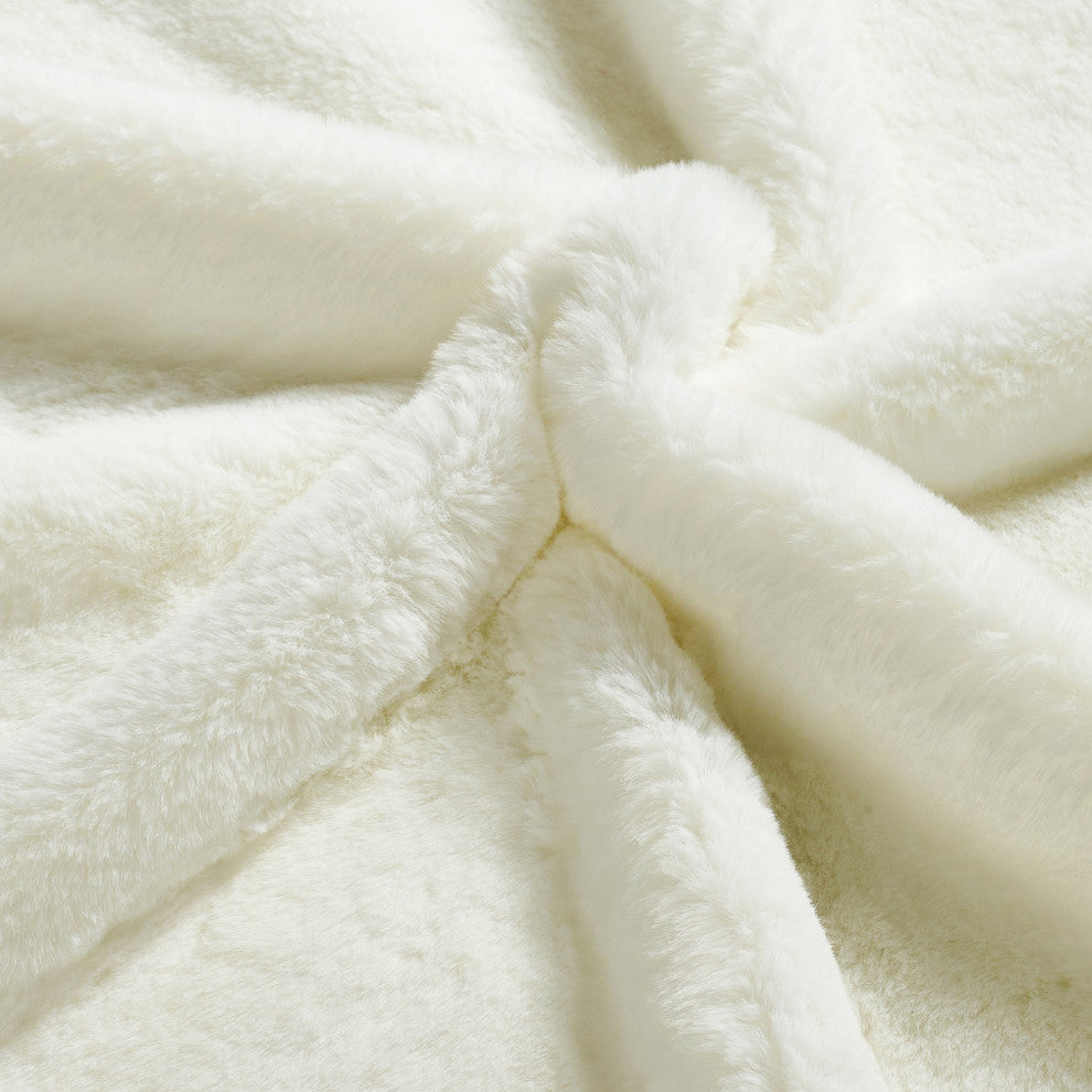 Heavy Faux Fur Throw Pillow Covers 2pcs Set, Antique White, 26''x26''