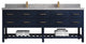 Parker 84" Double Sink Bath Vanity, Navy Blue 2" Pearl Gray