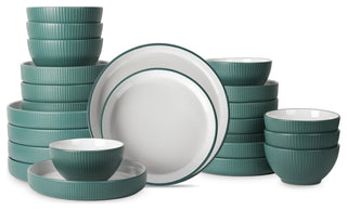 Christian Siriano Larosso Stoneware 24 Piece Dinnerware Set, Green