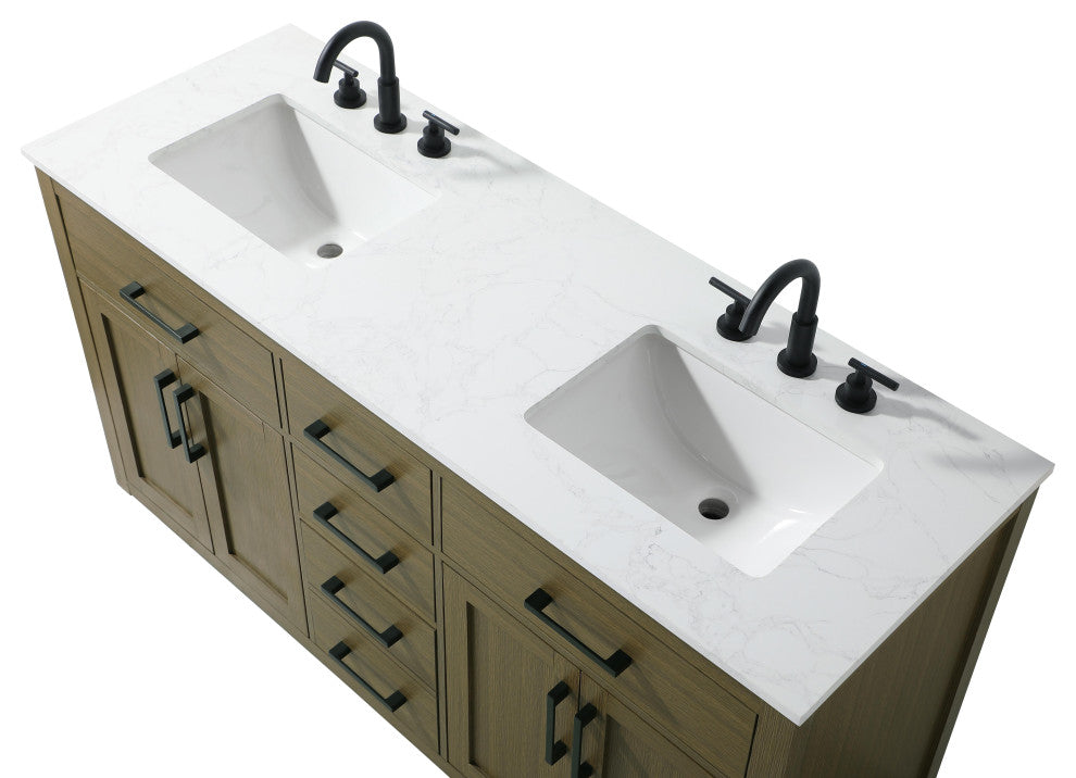 Home Living 60" Double Bathroom Vanity, Chestnut Brown