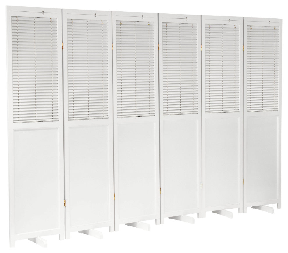 6'' Tall Adjustable Shutter Room, White, 6 Panel