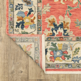 Leoness Vintage Traditional Salmon Pink/ Multi Area Rug, 2' x 6'