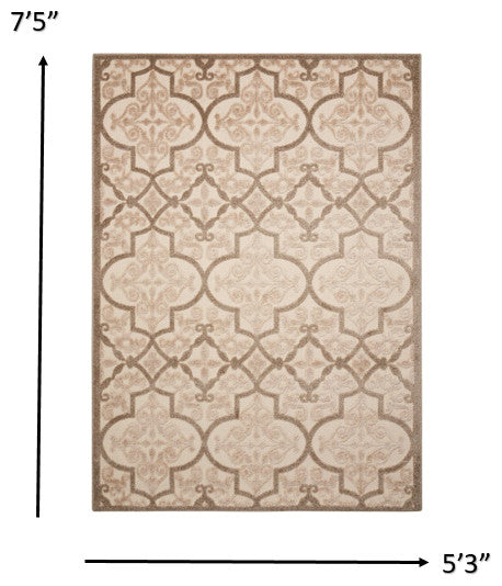 5' X 8' Cream Moroccan Indoor Outdoor Area Rug