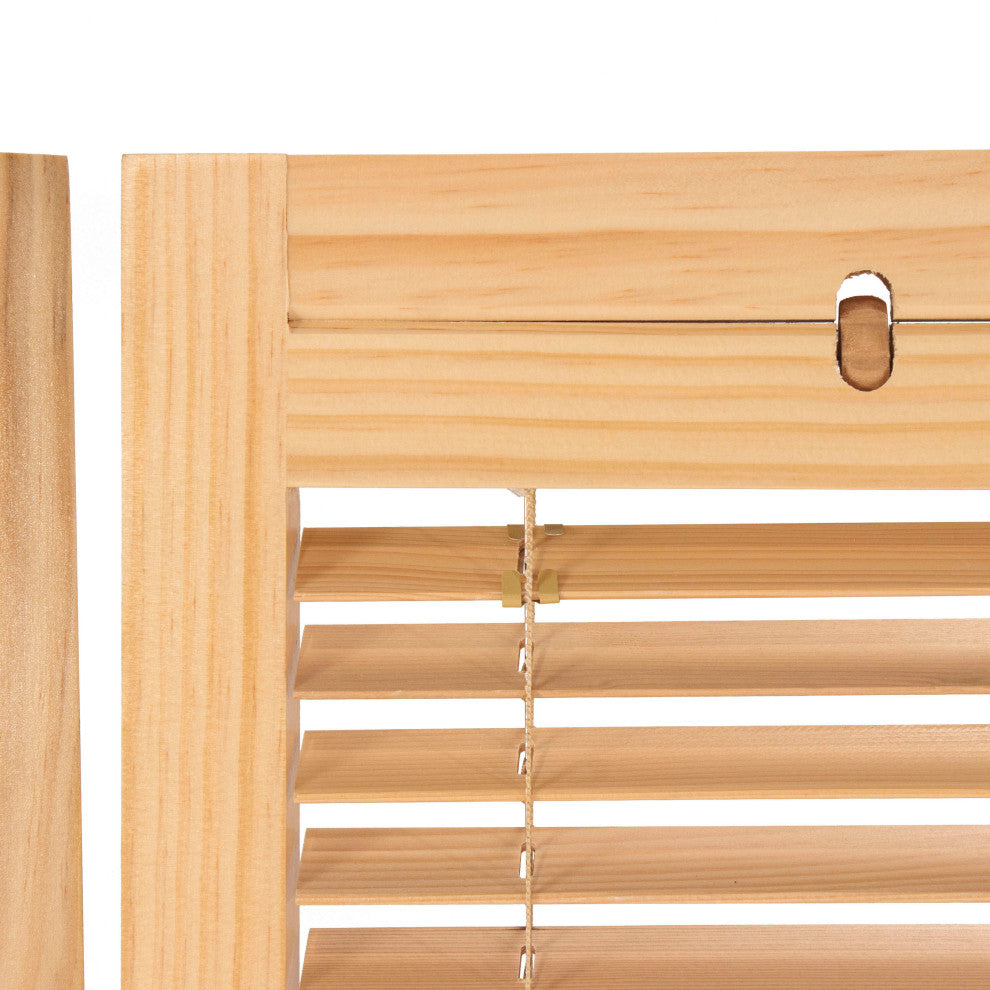 6' Tall Adjustable Shutter Room, Natural, 4 Panel