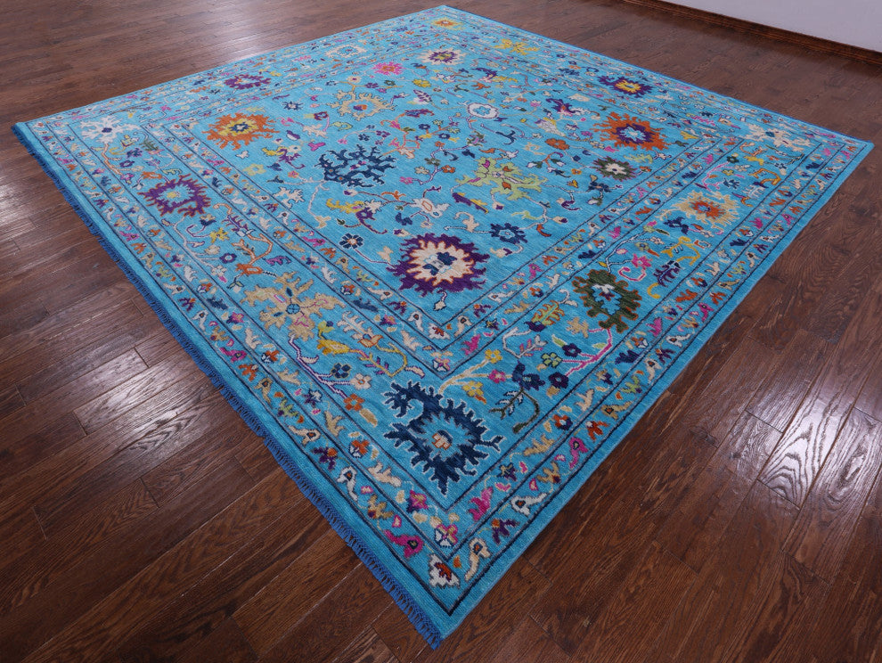 12' Square Turkish Oushak Hand Knotted Wool Rug - Q14951