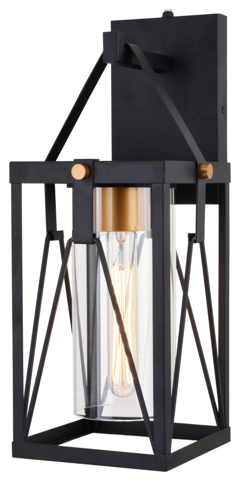 Evanston 7" Outdoor Wall Light Matte Black and Light Gold