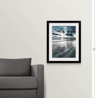 "Silver Sun" Black Framed Art Print, 26"x32"x1"