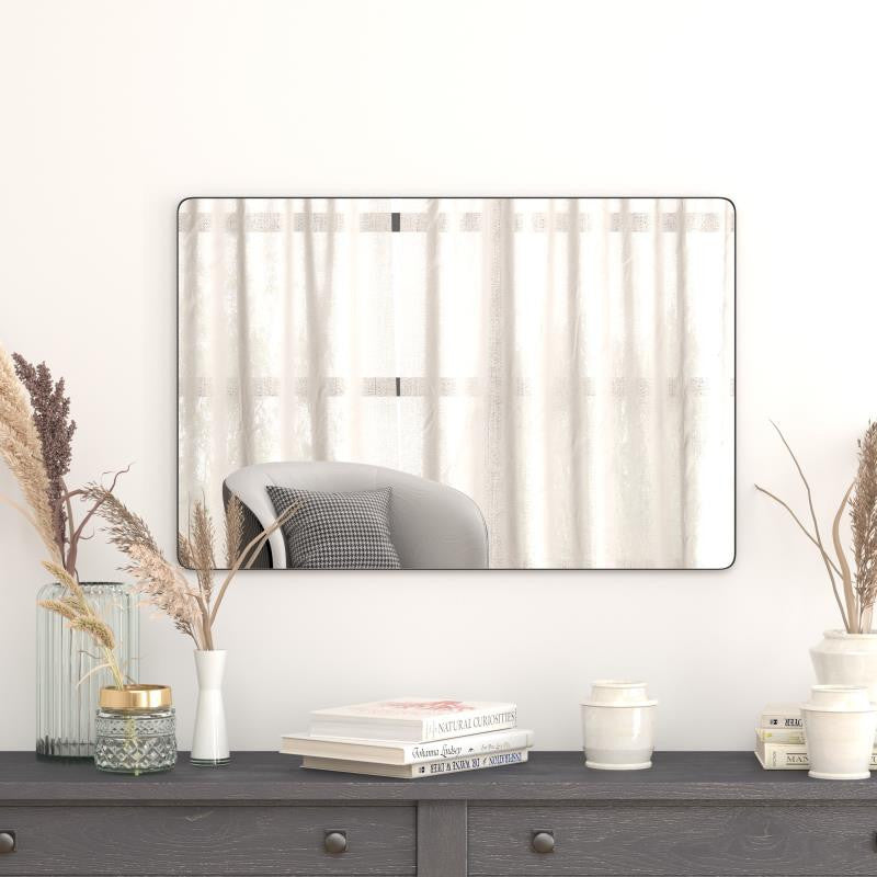 Susan Wall Mirror Hangs Horizontally or Vertically, Black, 24" X 36"
