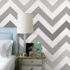 Chevron Peel and Stick Vinyl Wallpaper, Cool Gray, 24" X 60"