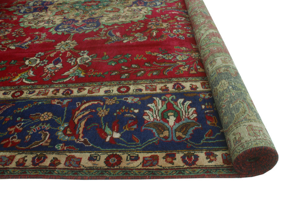 Fine Vintage Distressed Francely Magenta/Navy Rug, 9'9x13'0