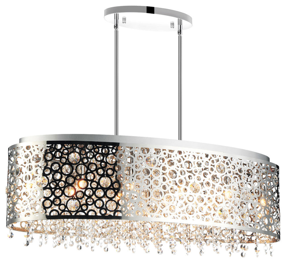 Bubbles 11 Light Drum Shade Chandelier With Chrome Finish