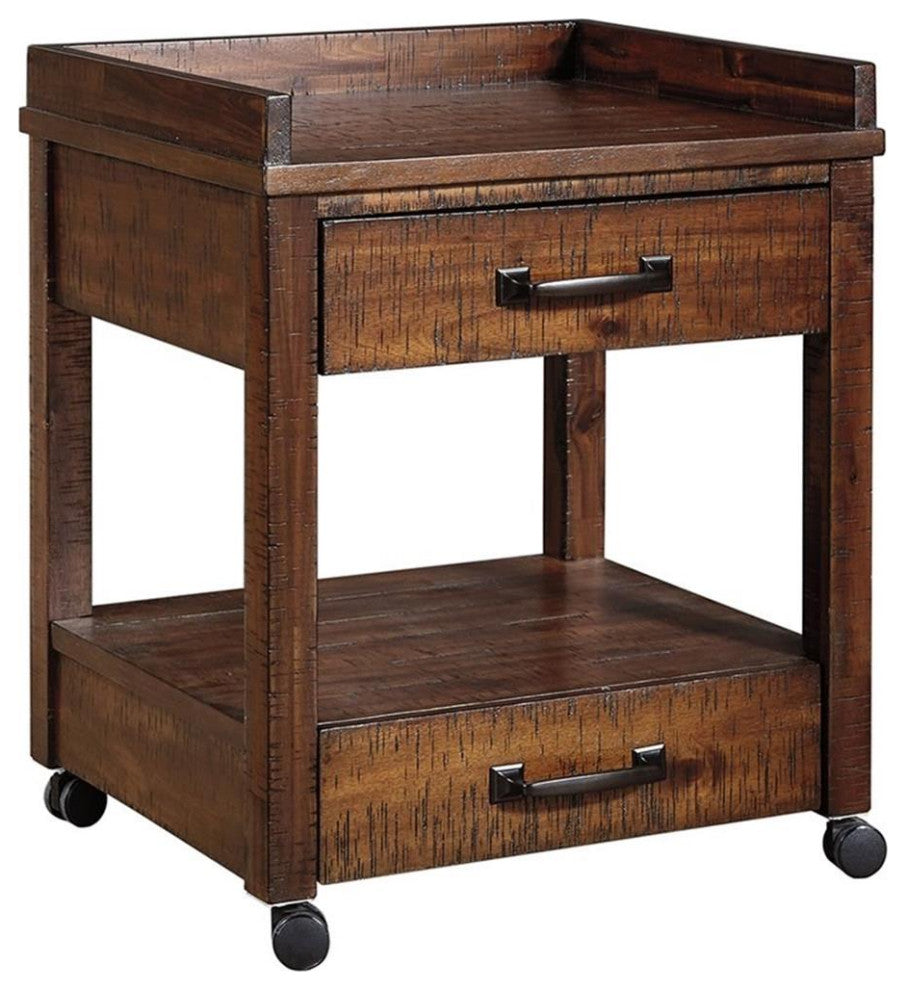 Ashley Furniture Baldridge 2 Drawer Mobile Printer Stand in Rustic Warm Brown
