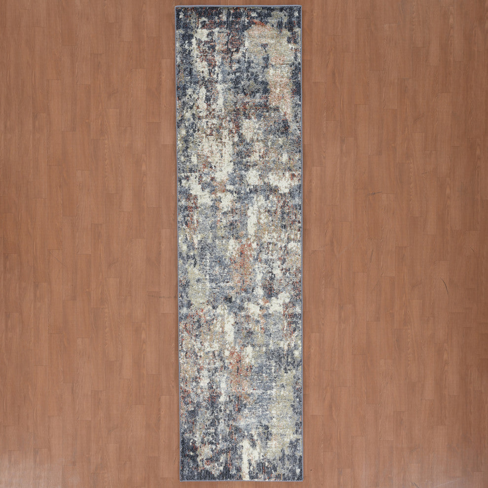 Jordan Cary Runner, Blue, 2'7" x 10", Abstract