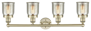 Small Bell 4-Light 34" Bath Vanity Light, Antique Brass Finish, Mercury Shade