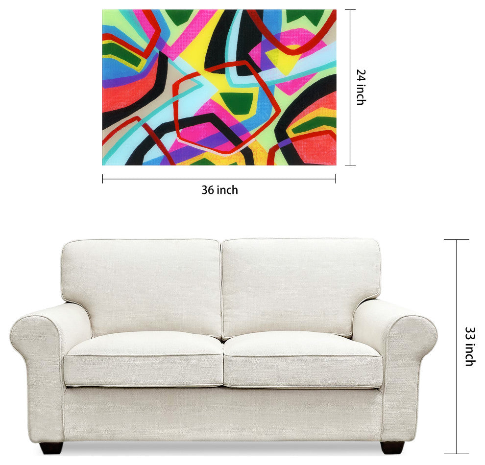 "Bold Shape Shift II" Frameless Free-Floating Reverse Printed Tempered Art Glass