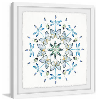 "Blue Bug Circles" Framed Painting Print, 18"x18"