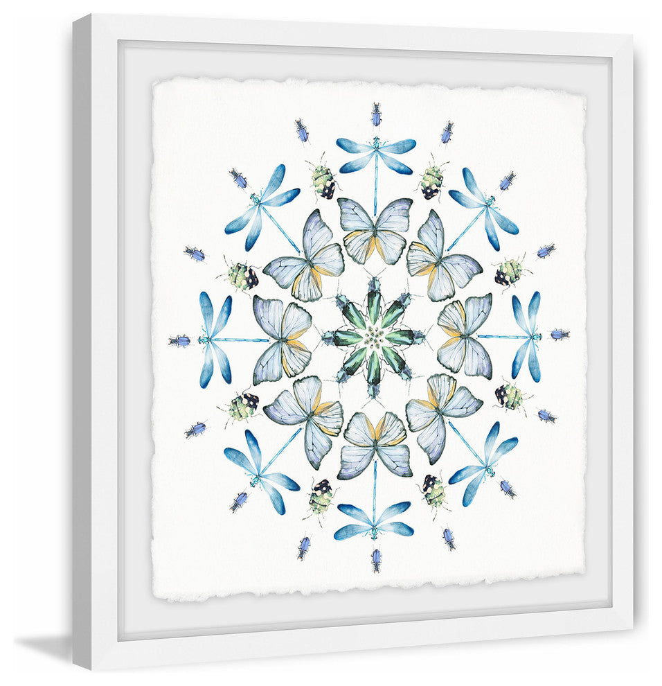 "Blue Bug Circles" Framed Painting Print, 18"x18"