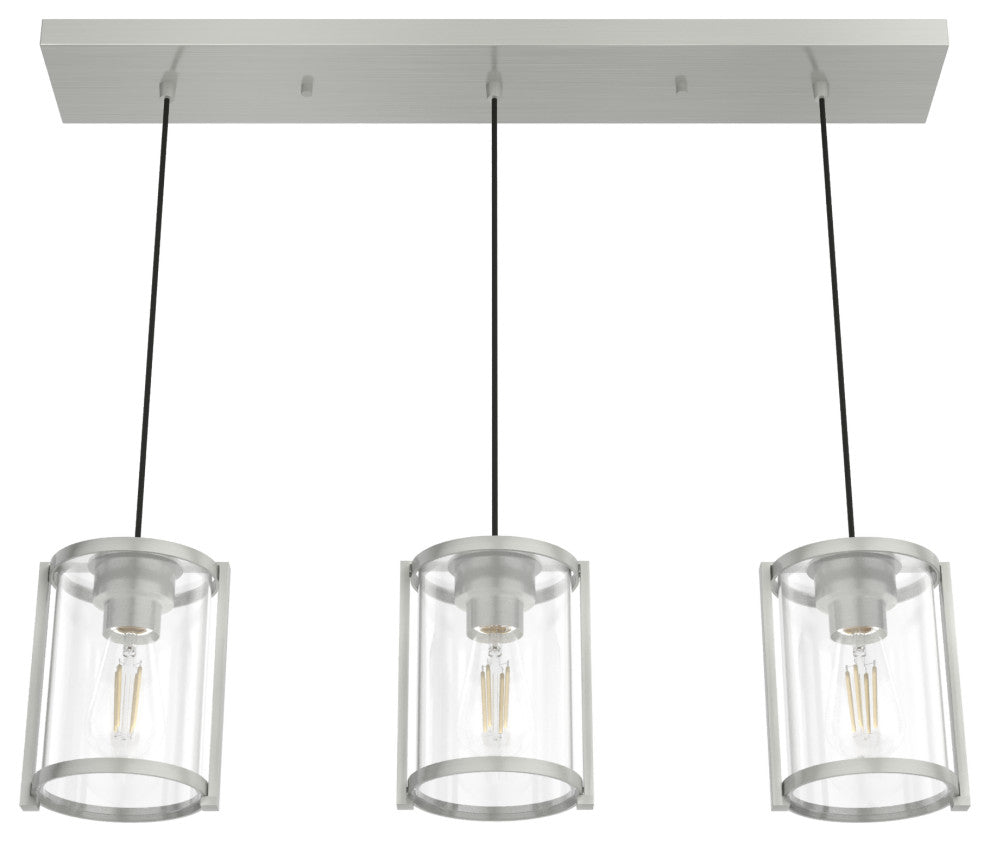 Hunter Astwood Brushed Nickel 3-Light Linear Cluster Ceiling Light Fixture