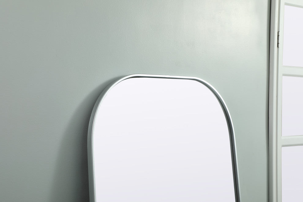 Metal Frame Arch Full Length Mirror 32X76 Inch, Silver