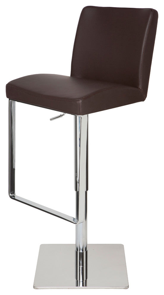 Matteo Leather Adjustable Bar Stool, Brown