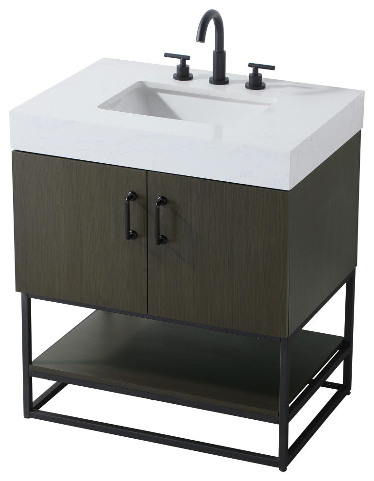 Home Living 30" Single Bathroom Vanity, Mocha Brown