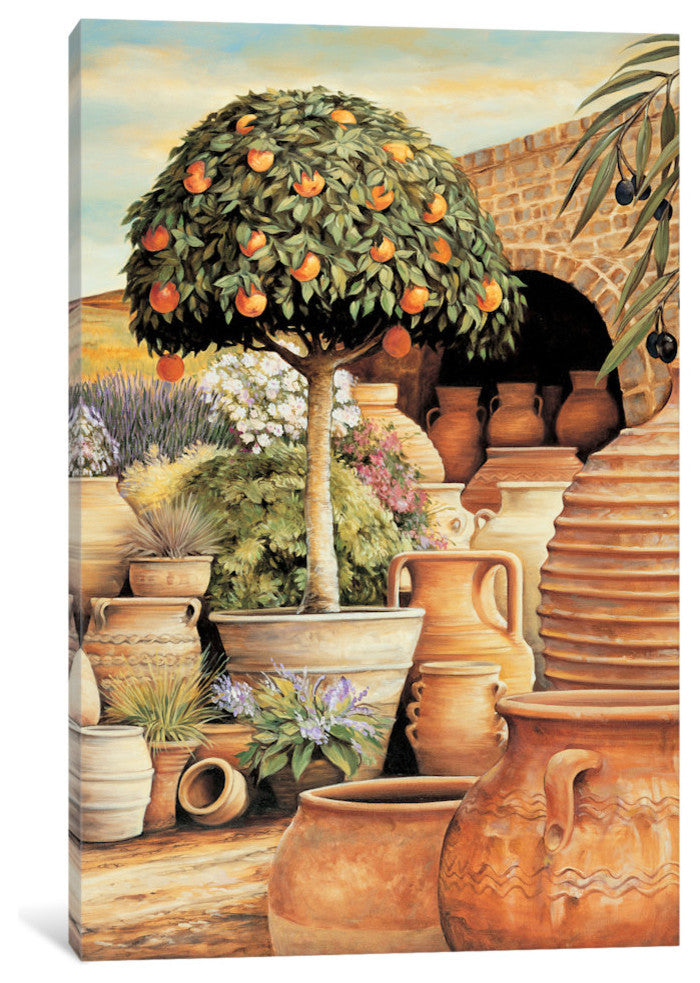 "Orange Topiary" by Eduardo, Canvas Print, 26"x18"