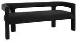 Athena Boucle Fabric Upholstered Bench, Black, Velvet