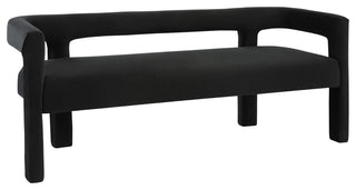 Athena Boucle Fabric Upholstered Bench, Black, Velvet