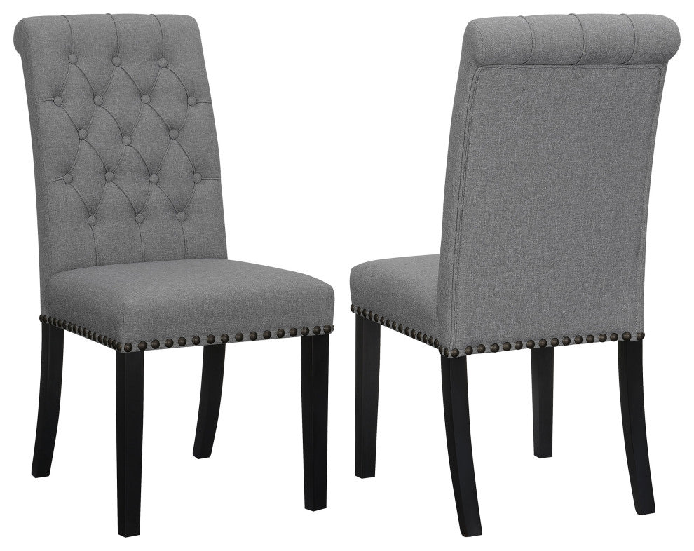 Alana Fabric Upholstered Dining Side Chair Grey, Set of 2