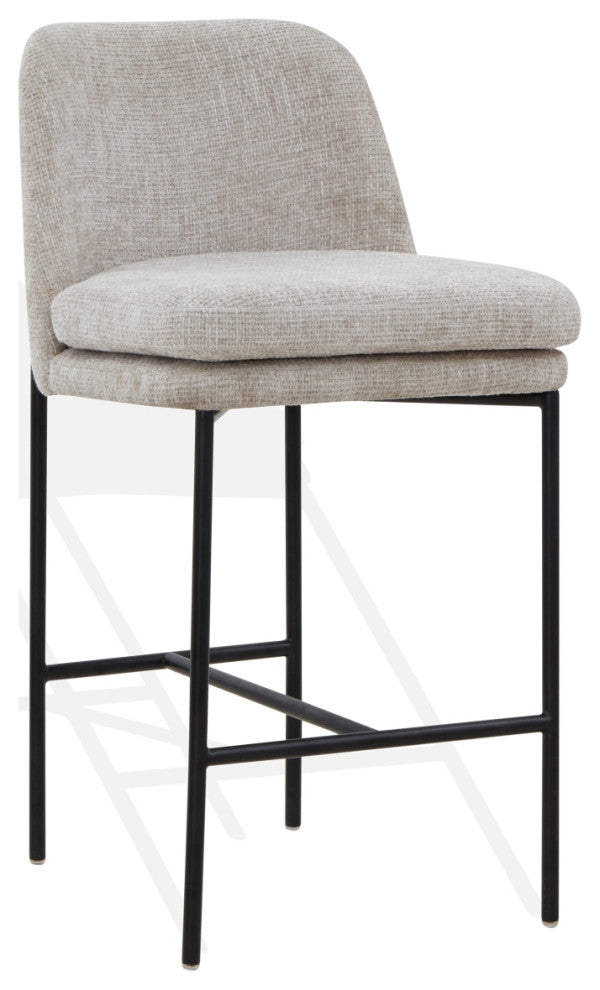 Safavieh Couture Tamarie Chenille Counter Stool, Light Grey/Black