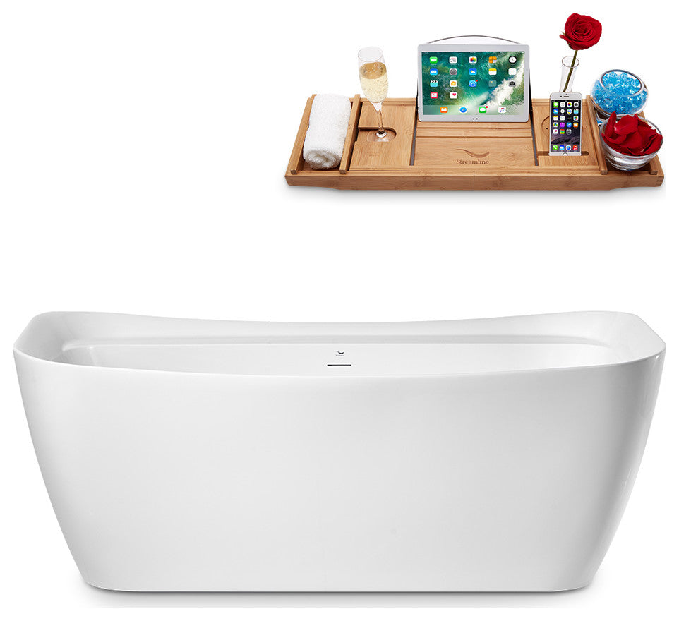 67" Streamline N1721BGM Freestanding Tub and Tray With Internal Drain