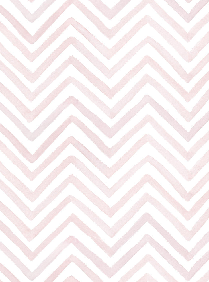 Watercolor Chevron Peel and Stick Vinyl Wallpaper, Pale Pink, 24"w X 108"h