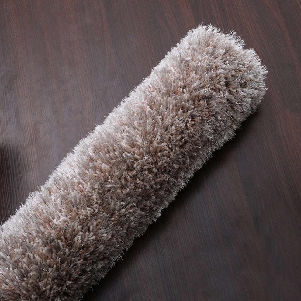 HAND TUFTED SHAG POLYESTER ECO-FRIENDLY AREA RUGS, Silver Color, Solid