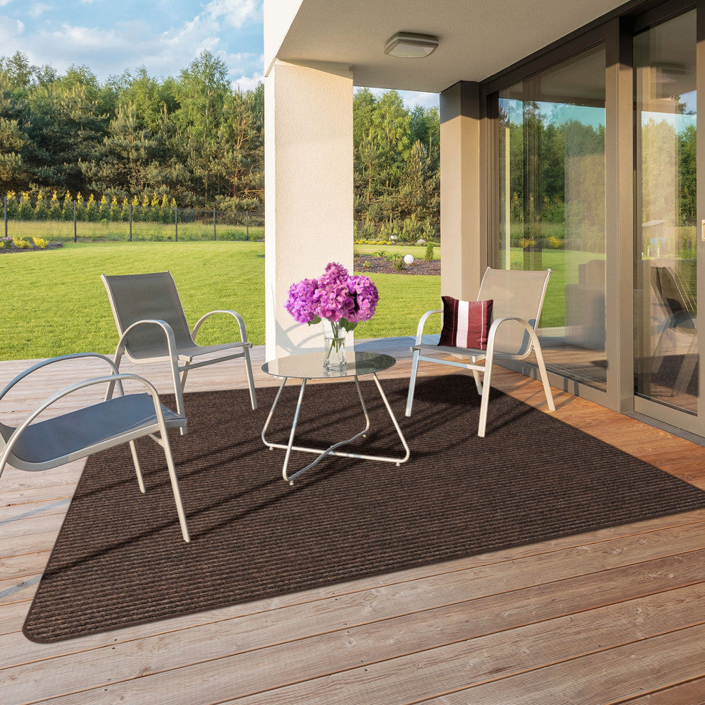 Indoor/Outdoor Double-Ribbed Area Rug With Skid-Resistant Back Brown 2' x 3'