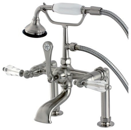 Aqua Vintage Deck Mount Clawfoot Tub Faucet, Brushed Nickel