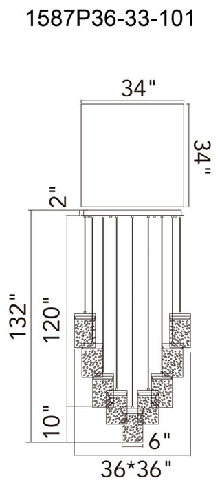 Lava Integrated LED Chandelier, Black, 36"