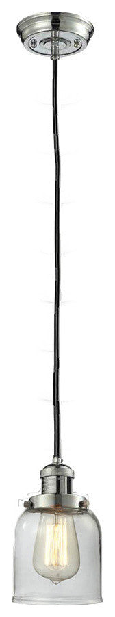 Small Bell 1-Light LED Pendant, Polished Nickel, Glass: Clear
