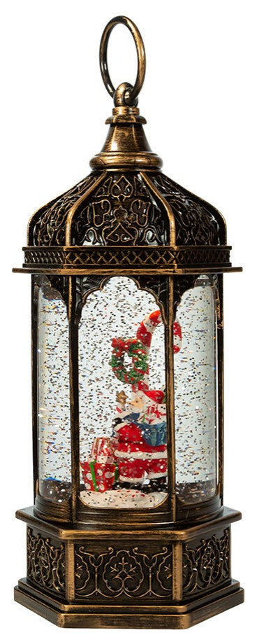 Kurt Adler 11" Battery-Operated Light Up Santa Water Lantern