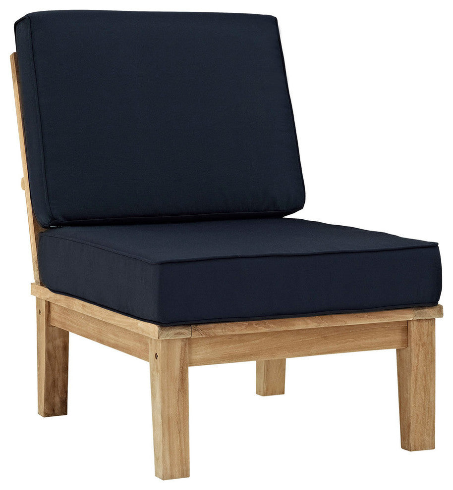 Modern Contemporary Outdoor Patio 5-Piece SetSofa Set Natural Wood Navy