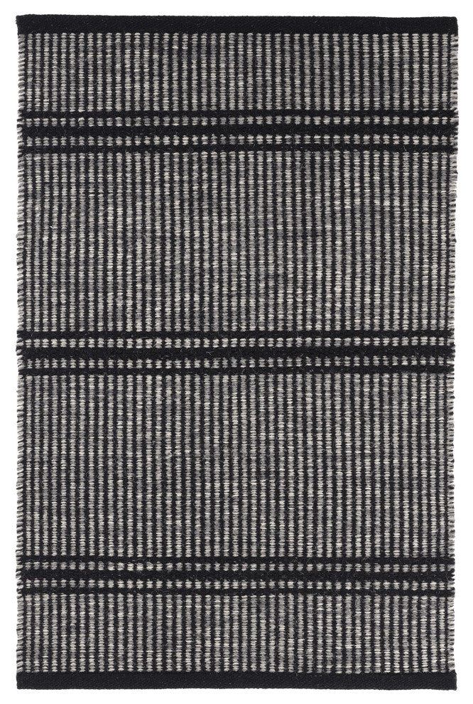 Dash & Albert Malta Black Handwoven Wool Rug, Grey, 5' x 8'