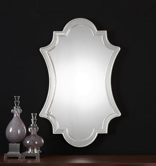 Uttermost Elara PU MDF Wood and Glass Wall Mirror in Antiqued Silver