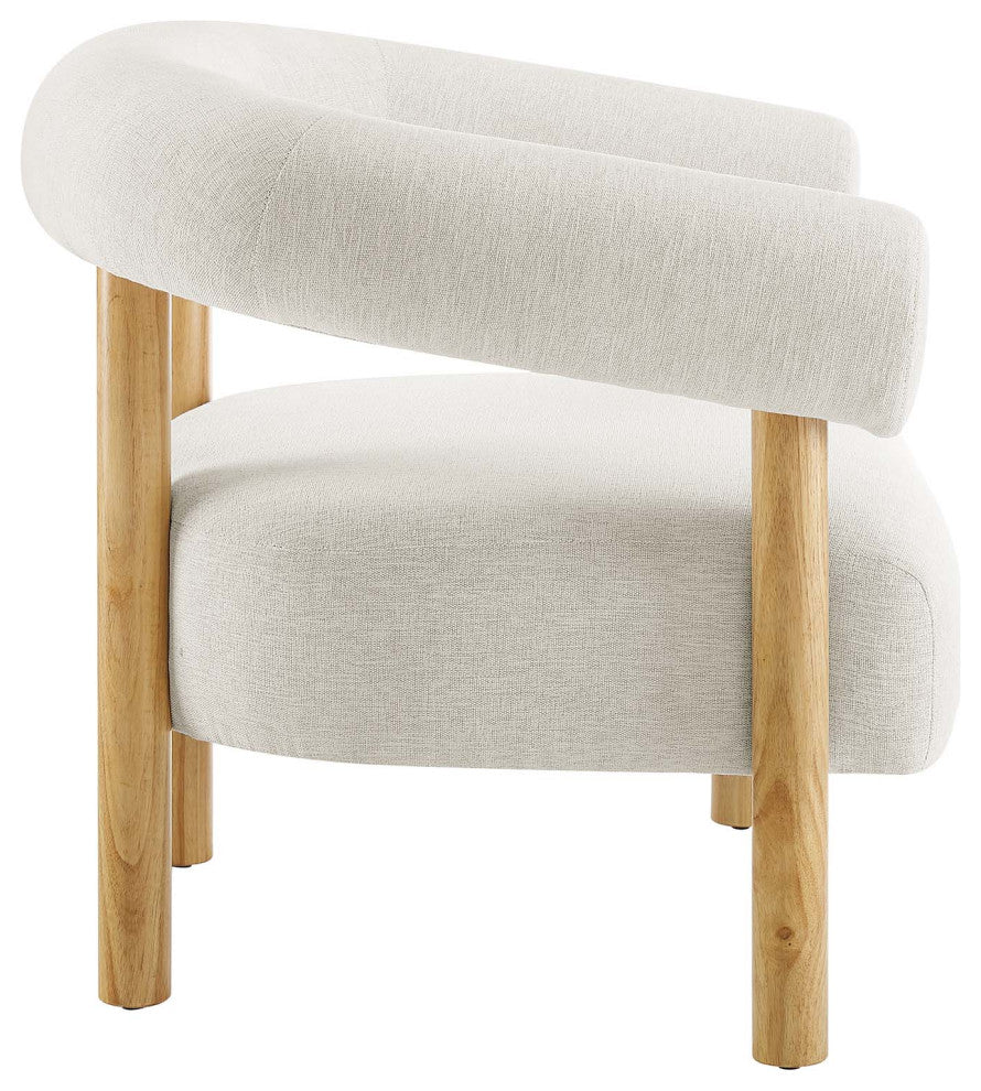 Sable Upholstered Fabric Armchair - Ivory Natural