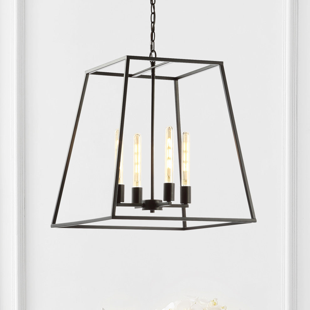 Hutson 4-Light 21" Iron Modern Angled LED Pendant, Black by JONATHAN  Y