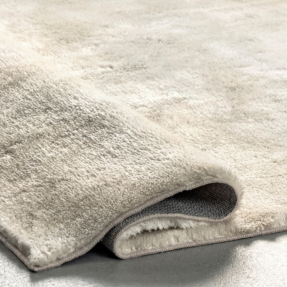 nuLOOM Loni Solid Machine Washable Shag Area Rug, Cream, 6'x9'