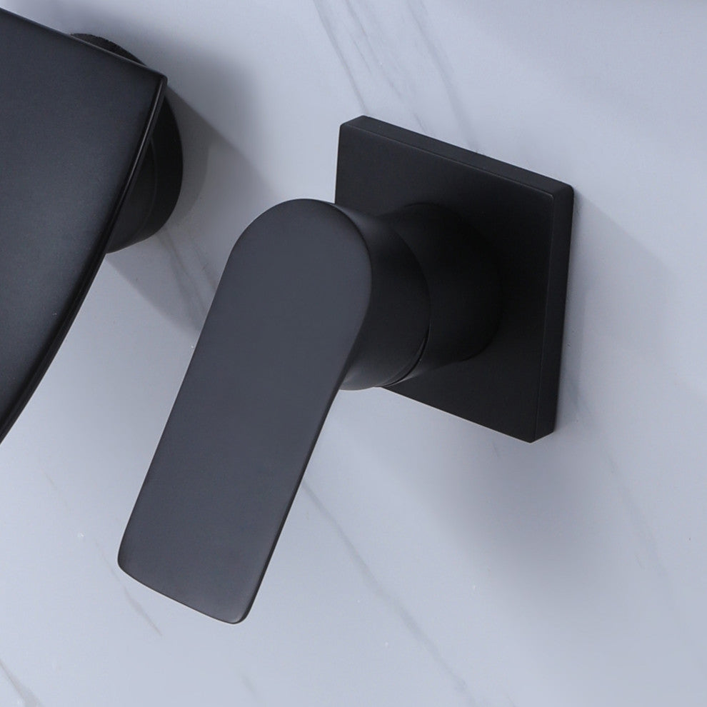 Wall Mounted Single Handle Bathroom Sink Faucet, Matte Black