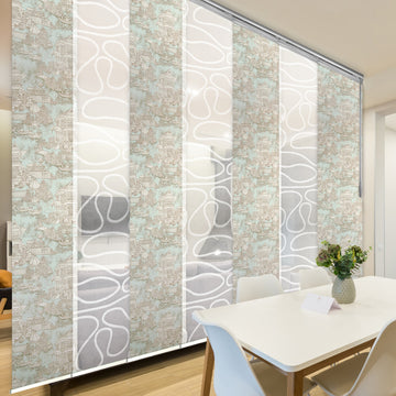 Calisto-Florentina 7-Panel Track Extendable Vertical Blinds 110-153"x94", Satin Nickel Track