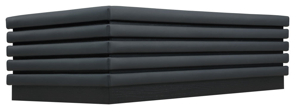 Rory Black Faux Leather Coffee Table, Black, Rectangular, Black Finish