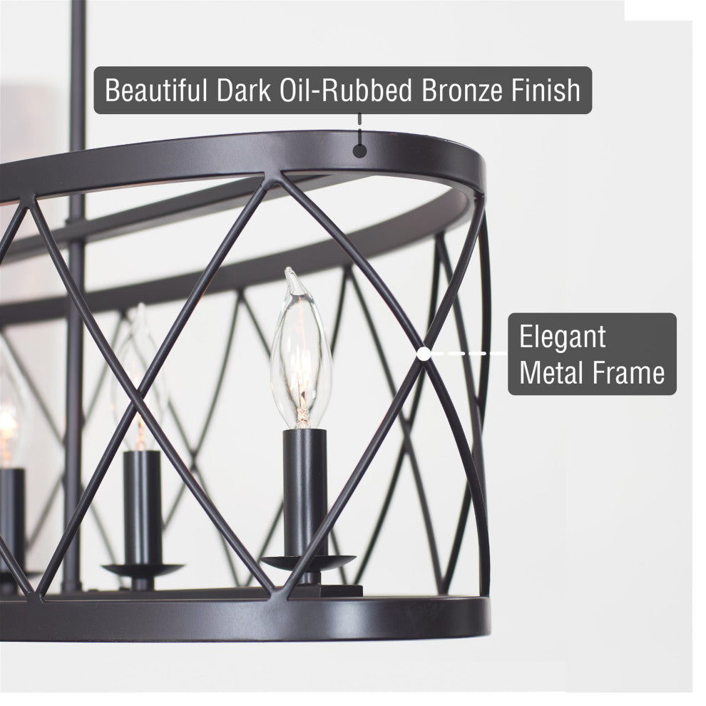 Kira Home Eleanor 33" Kitchen Island Light, Adjustable Height, Dark Oil-Rubbed