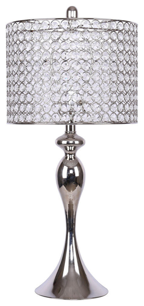 26.5" Polished Nickel Table Lamp With Crystal Bead Shade Submit